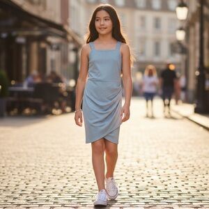 Poppied and Roses Powder Blue Metallic Dress Formal Size 16